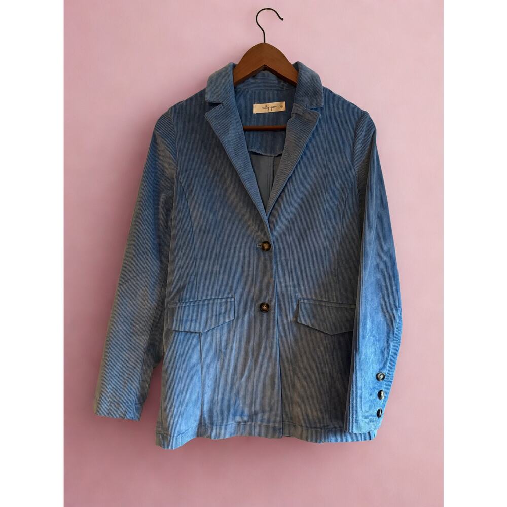 Molly Green Baby Blue Corduroy Blazer | Women’s XS Pastel Jacket